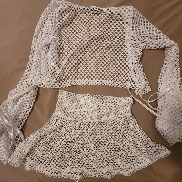 Dolls Kill Club Exx White Fishnet Rave Festival Set - Picture 7 of 9